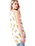 Pineapple Print Sleeveless Top, Ivory
