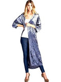 Open Ice Velour Maxi Cardigan, Pewter