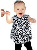 Ruffle Butts-Cow Print Swing Top Set, Black-White