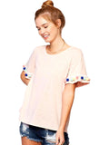 Pom Pom Trim Top, Blush