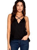Satin Criss Cross Cami, Black