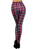 Plaid printed Leggings, Red