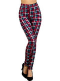 Plaid printed Leggings, Red