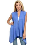 Sleeveless, Open Front Drape Vest Cardigan, Pastel Blue