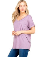 Short sleeve top with front pocket, Opera Mauve