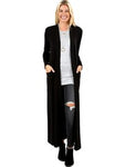 Sloucy Open Cardigan with Pockets-52", Black