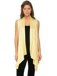 Sleeveless, Open Front Drape Vest Cardigan, Banana