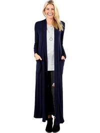 Sloucy Open Cardigan with Pockets-52", Navy