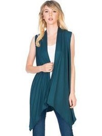 Sleeveless, Open Front Drape Vest Cardigan, Teal