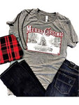 Short Sleeve Vintage Merry Christmas with Car Scene Tee, Charcoal