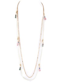 Stationed Tassels Layer Necklace, Ivory