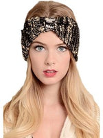 Speckled Knit Bow Headband,Black