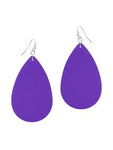 Tear Drop Leather Earring, Purple