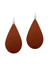 Tear Drop Leather Earring, Brown