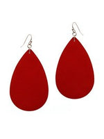 Tear Drop Leather Earring, Red