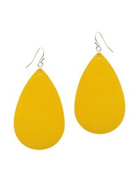 Tear Drop Leather Earring, Yellow