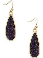 Teardrop Druzy Drop Earring, Ab blue