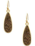 Teardrop Druzy Drop Earring, Hematite