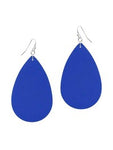 Tear Drop Leather Earring, Blue