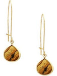 Teardrop Natural Stone Long Drop Earring, Brown