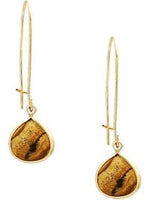 Teardrop Natural Stone Long Drop Earring, Brown