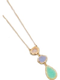 Triple linear simulated Druzy Drop Necklace, Multi Mix