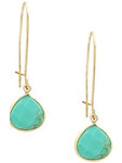 Teardrop Natural Stone Long Drop Earring, Turquoise