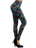 Tribal Border Printed Leggings, Multi  (OS Fits Most)