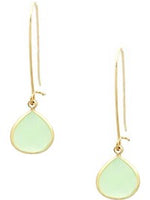 Teardrop Natural Stone Long Drop Earring, Mint