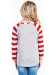 Unisex Oh Deer Striped Top, Red