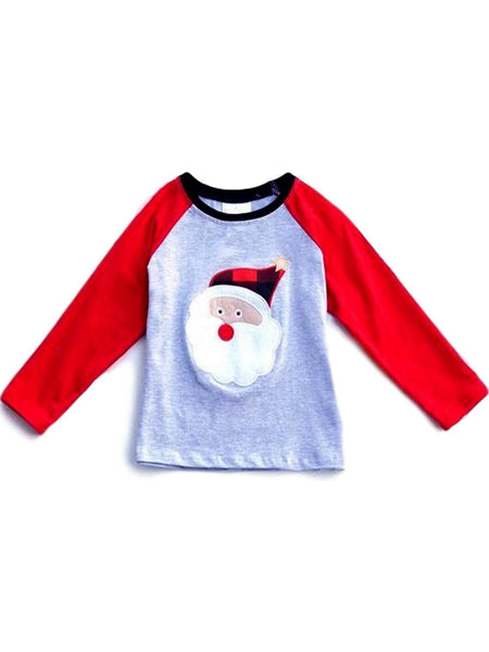 Unisex Long Sleeve Christmas Santa Shirt, Red Multi