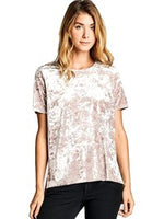 Velour Boxy Short Sleeve Hi-Low Top, Mocha