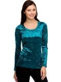 Velour Scoop Neck Top, Teal