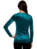 Velour Scoop Neck Top, Teal