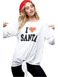 Long Sleeve "I Love Santa" Sweatshirt, Off White