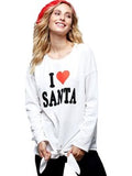 Long Sleeve "I Love Santa" Sweatshirt, Off White