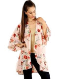 Floral Printed Kimono Card, Blush