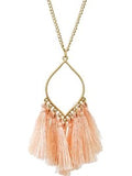 Marquise pendant Thread Tassel NeckLace, Peach