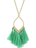 Marquise pendant Thread Tassel NeckLace, Green