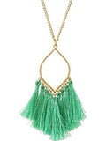 Marquise pendant Thread Tassel NeckLace, Green