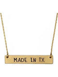 MADE IN TX Bar Necklace, Worn Gold