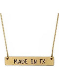 MADE IN TX Bar Necklace, Worn Gold